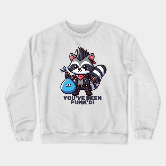 Punk Rock Raccoon Prank Crewneck Sweatshirt by PunnyBitesPH